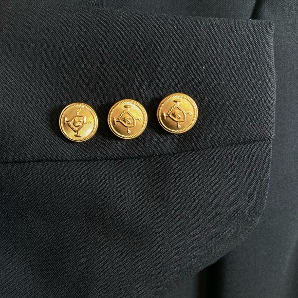 Wool Cordovan & Grey Navy Double-Breasted Blazer with Gold Buttons Sz 42L - Picture 7 of 16